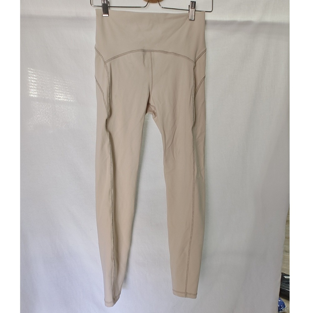 Glyder Leggings‎ Beige High Waisted Athletic Yoga Pants Contoured Stitching M